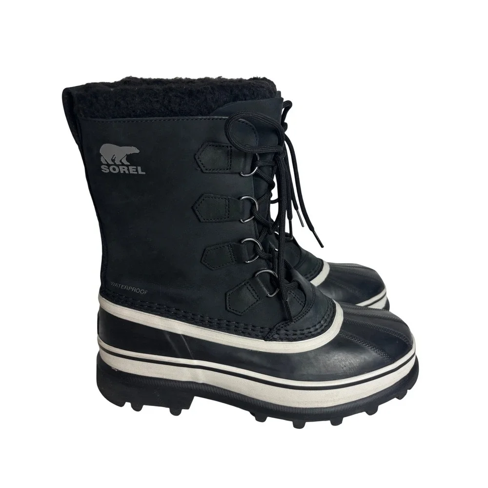Sorel Caribou Waterproof Winter Boots Mens 8 EU 41 Black Nubuck Snow Boots